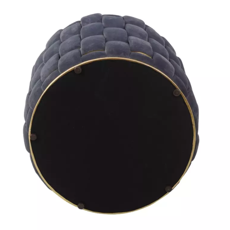 Pouf tressé gris avec rangement pratique et touches dorées TANIAT