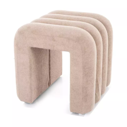 Pouf beige foncé avec lignes courbes modernes et rembourrage confortable NIMBUZ