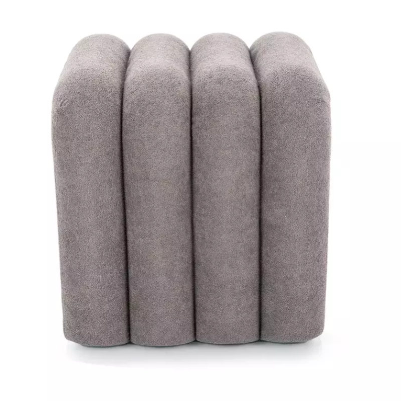 Pouf gris en tissu ondulé au look moderne et confortable NIMBUZ