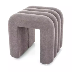 Pouf design gris en tissu avec structure ondulée et rembourrage moelleux NIMBUZ