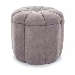 Pouf en tissu gris avec couvercle en forme de fleur et espace de rangement AUZAR