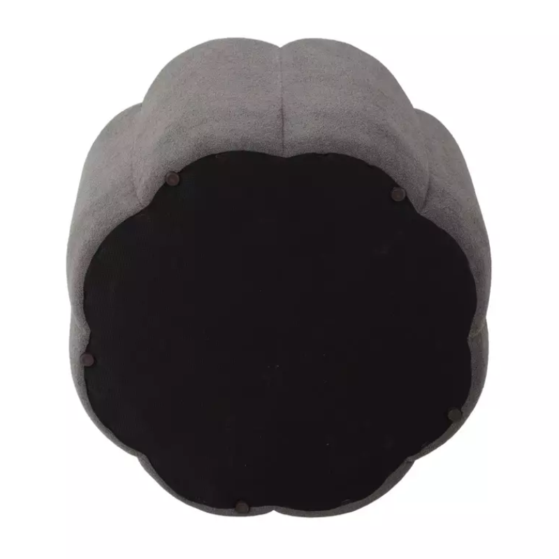 Pouf en tissu gris avec rangement et assise fleur originale AUZAR