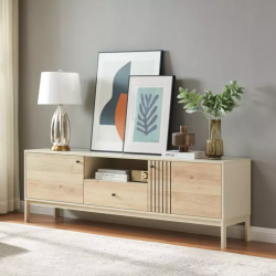 Meuble TV de180 cm en bois et métal blanc cassé de la collection FLY