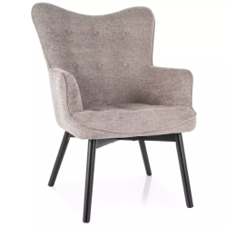 Chaise SALYNE en tissu beige et pieds bois noir mat design