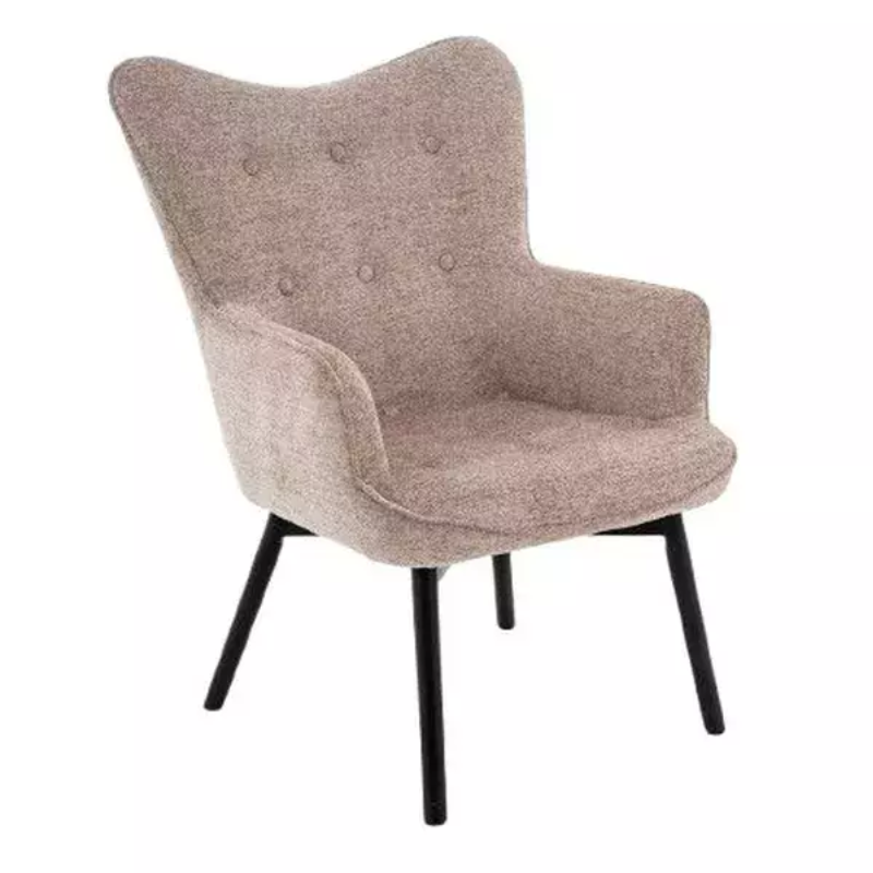 Chaise SALYNE en tissu beige et pieds bois noir mat design