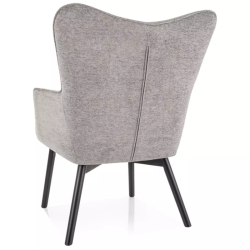 Chaise SALYNE en tissu gris avec accoudoirs et pieds bois noir mat