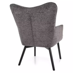 Chaise design en tissu gris, assise confortable et pieds bois noir SALYNE
