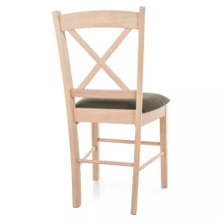 Chaise MOUVY en tissu vert et pieds bois chêne en hévéa naturel