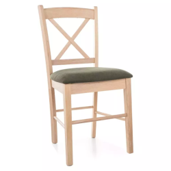 Chaise MOUVY en tissu vert et pieds bois chêne en hévéa naturel
