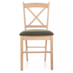 Chaise MOUVY en tissu vert et pieds bois chêne en hévéa naturel