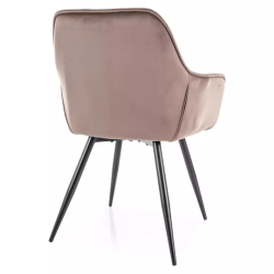 Chaise velours cappuccino et pieds métal noir style épuré moderne LUNOI
