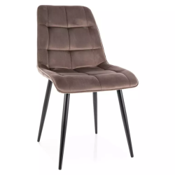 Chaise velours cappuccino pieds métal noir mat confort raffiné TIRRES