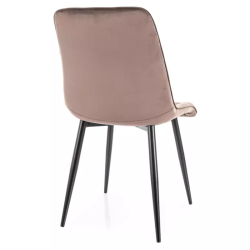 Chaise velours cappuccino pieds métal noir mat confort raffiné TIRRES