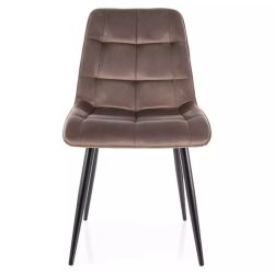 Chaise velours cappuccino pieds métal noir mat confort raffiné TIRRES