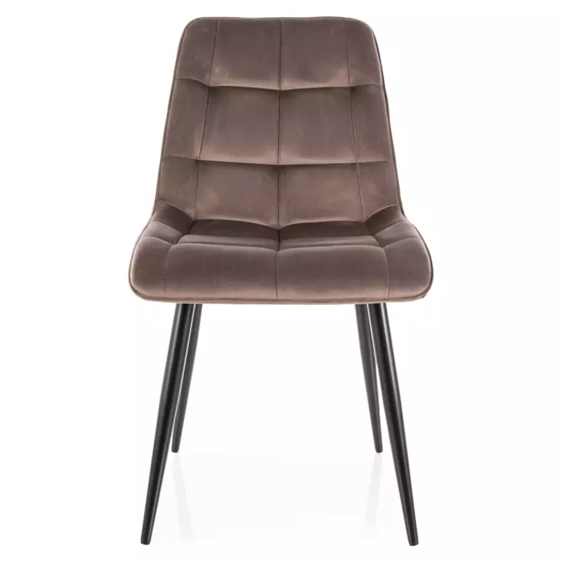 Chaise velours cappuccino pieds métal noir mat confort raffiné TIRRES