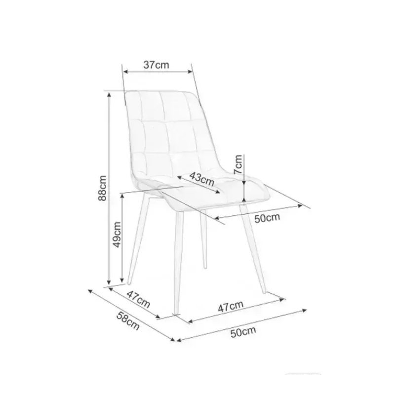 Chaise velours cappuccino pieds métal noir mat confort raffiné TIRRES