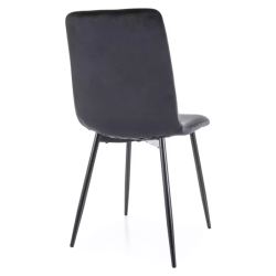 Chaise velours noir pieds noir mat silhouette fine et dossier chevron ZUTE