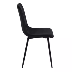 Chaise velours noir pieds noir mat silhouette fine et dossier chevron ZUTE