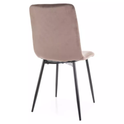 Chaise velours cappuccino pieds métal noir mat design doux dossier rembourré ZUTE