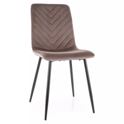 Chaise velours cappuccino pieds métal noir mat design doux dossier rembourré ZUTE