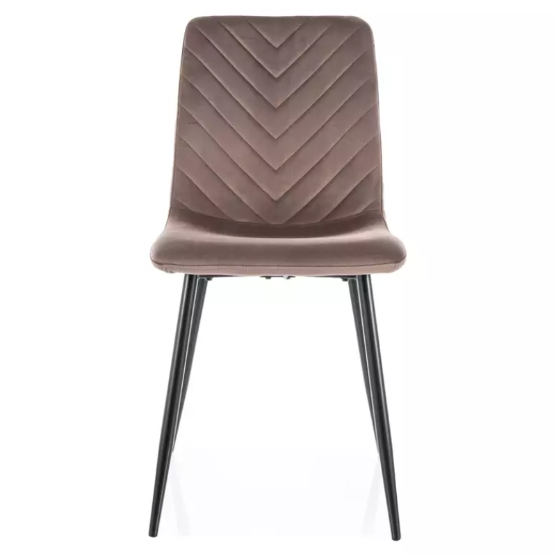 Chaise velours cappuccino pieds métal noir mat design doux dossier rembourré ZUTE