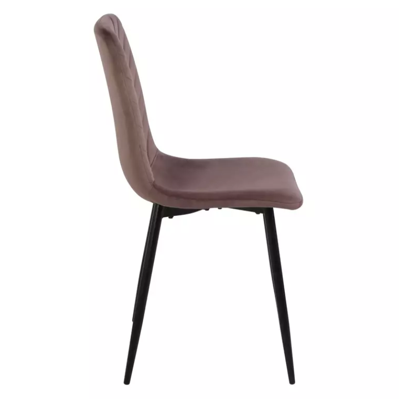 Chaise velours cappuccino pieds métal noir mat design doux dossier rembourré ZUTE