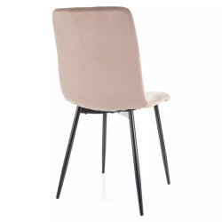 Chaise velours beige pieds noir mat assise stable et look élégant ZUTE