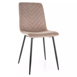 Chaise velours beige pieds noir mat assise stable et look élégant ZUTE
