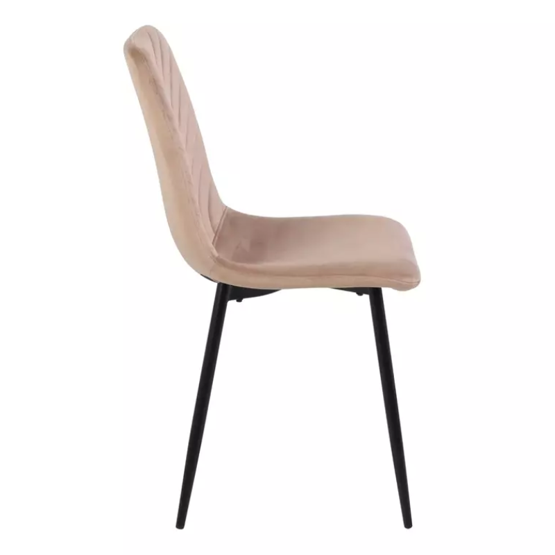 Chaise velours beige pieds noir mat assise stable et look élégant ZUTE