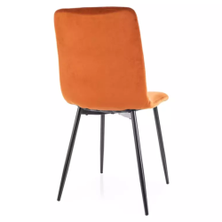 Chaise velours cannelle et pieds métal noir mat finition élégante dossier ZUTE