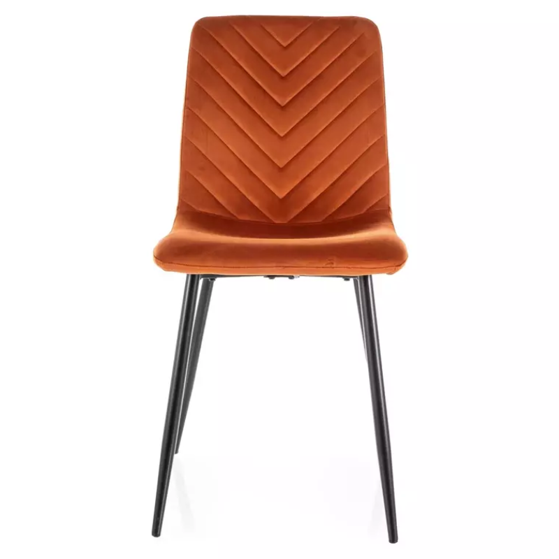 Chaise velours cannelle et pieds métal noir mat finition élégante dossier ZUTE