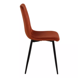 Chaise velours cannelle et pieds métal noir mat finition élégante dossier ZUTE