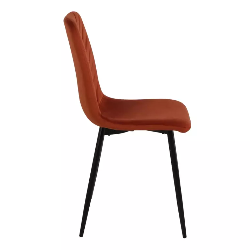 Chaise velours cannelle et pieds métal noir mat finition élégante dossier ZUTE