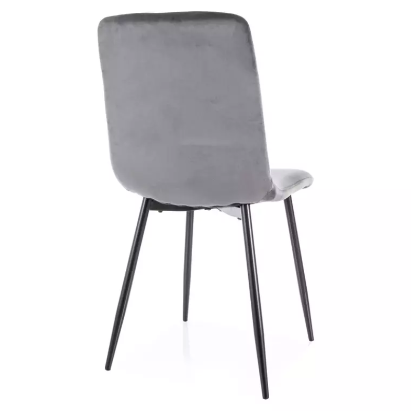 Chaise velours gris pieds métal noir mat confort quotidien et style moderne ZUTE
