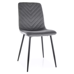 Chaise velours gris pieds métal noir mat confort quotidien et style moderne ZUTE