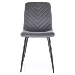 Chaise velours gris pieds métal noir mat confort quotidien et style moderne ZUTE