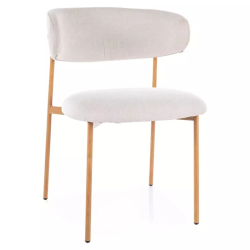 Chaise tissu beige pieds métal chêne forme douce et naturelle JULIAZ