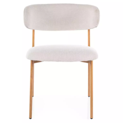 Chaise tissu beige pieds métal chêne forme douce et naturelle JULIAZ