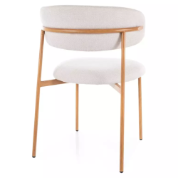 Chaise tissu beige pieds métal chêne forme douce et naturelle JULIAZ