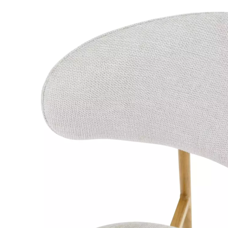 Chaise tissu beige pieds métal chêne forme douce et naturelle JULIAZ