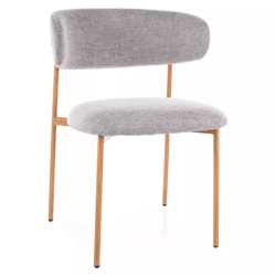 Chaise tissu gris pieds métal effet chêne assise stable et dossier ouvert JULIAZ