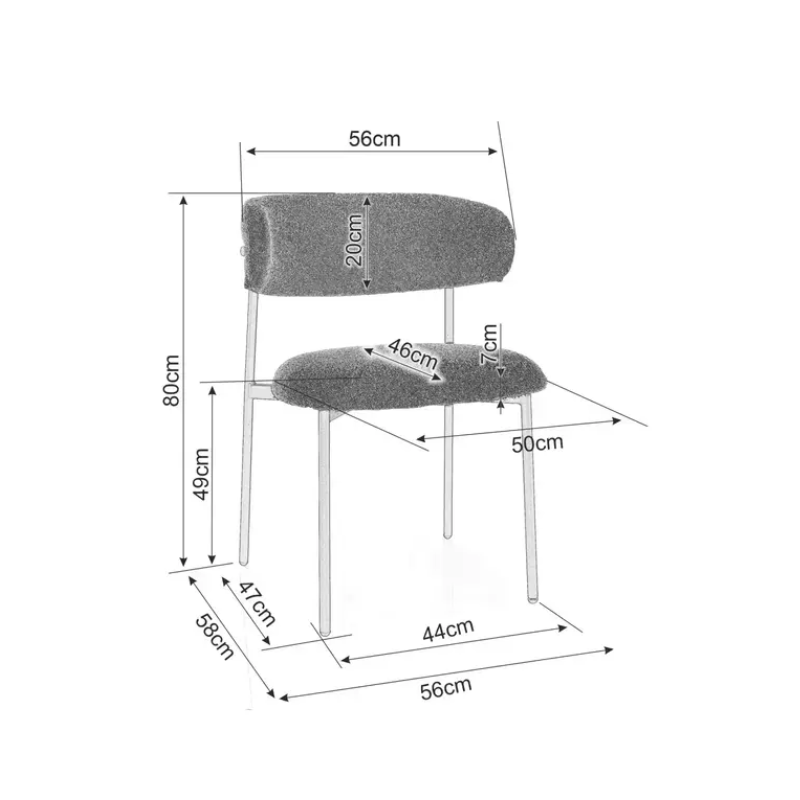 Chaise tissu gris pieds métal effet chêne assise stable et dossier ouvert JULIAZ