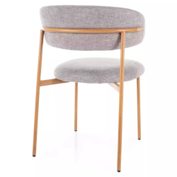 Chaise tissu gris pieds métal effet chêne assise stable et dossier ouvert JULIAZ