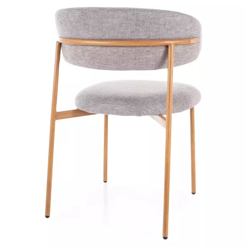Chaise tissu gris pieds métal effet chêne assise stable et dossier ouvert JULIAZ