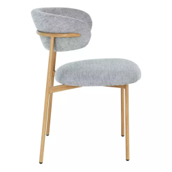 Chaise tissu gris pieds métal effet chêne assise stable et dossier ouvert JULIAZ