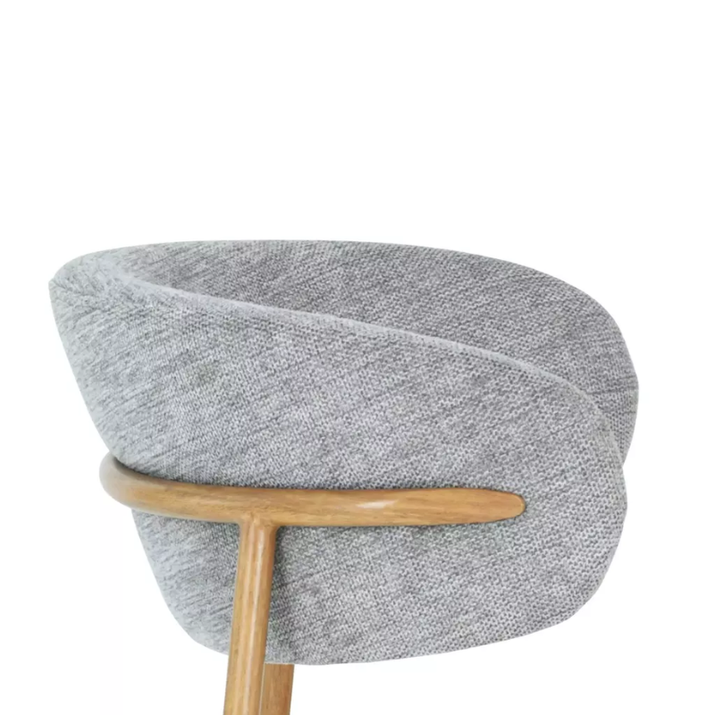 Chaise tissu gris pieds métal effet chêne assise stable et dossier ouvert JULIAZ