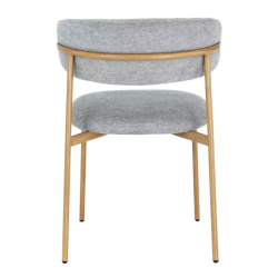 Chaise tissu gris pieds métal effet chêne assise stable et dossier ouvert JULIAZ