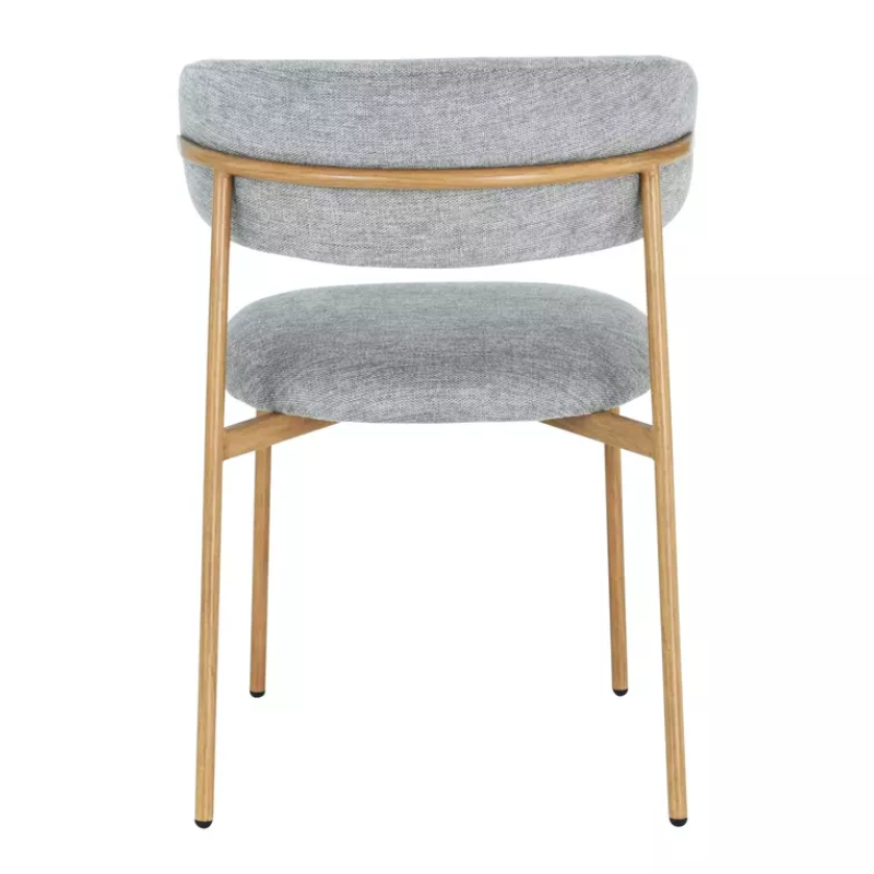 Chaise tissu gris pieds métal effet chêne assise stable et dossier ouvert JULIAZ