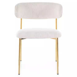 Chaise tissu beige avec structure métal doré style raffiné et minimal JULIAZ