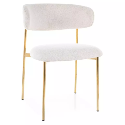Chaise tissu beige avec structure métal doré style raffiné et minimal JULIAZ